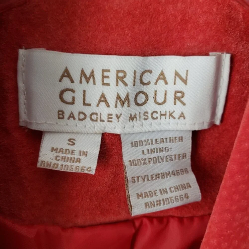 Badgley Mischka American Glamour Leather Open Front Biker Jacket size S